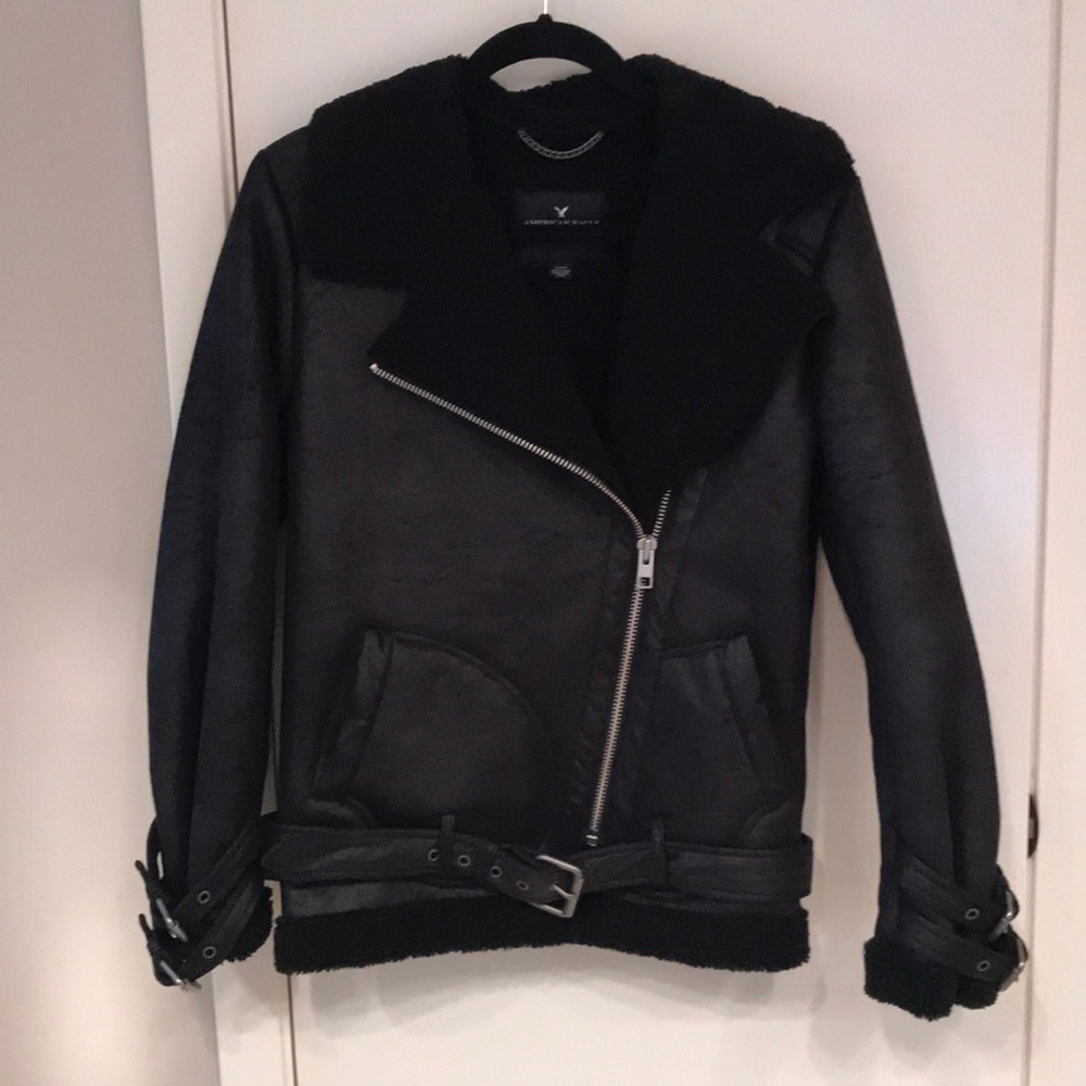 American Eagle Aviator Jacket in Black